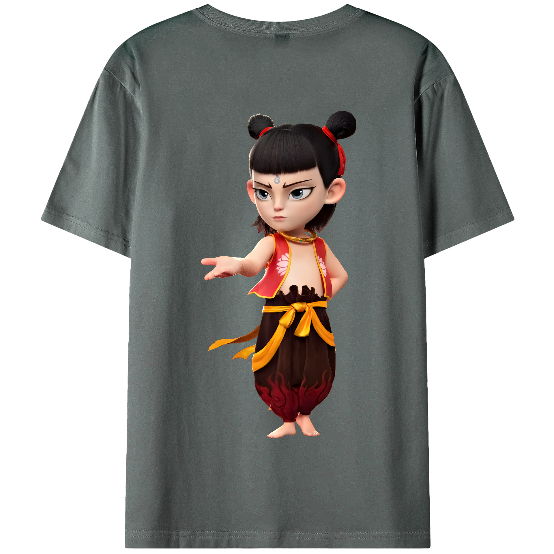 （画像用） Ne Zha 2 ナタ 魔童の大暴れ 綿100％半袖Tシャツ（背面プリント）